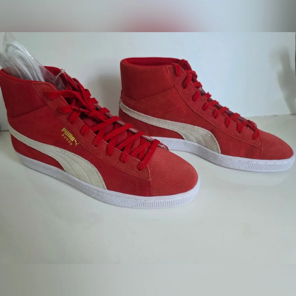 Puma Suede Mid 21 High Risk Red Sneakers Men's Size 12